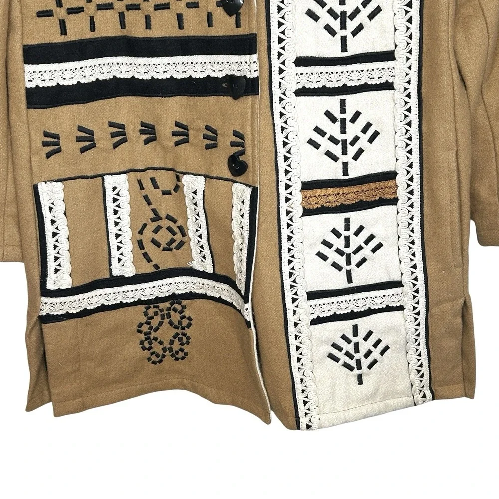 Vintage Anthony Mark Hankins Wool Indie Boho Coat M Y2k Art To Wear Embroidered‎